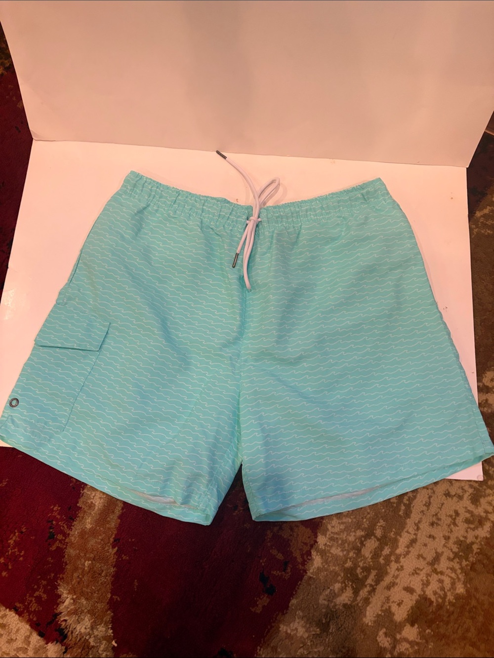 RAINFOREST Men's Light Teal Wave Swim Trunks